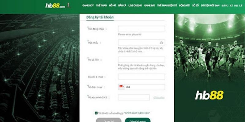 Hướng dẫn đăng ký HB88 1 Các bước hướng dẫn đăng ký HB88 trên máy tính và điện thoại